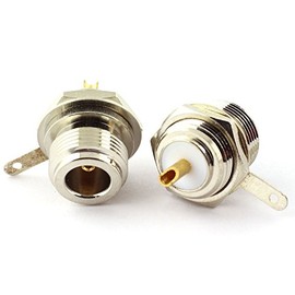 Maxmoral 2PCS N Female Panel Mount with Nut Bulkhead Handle Solder Post Connector RF Coax Coaxial Adapter