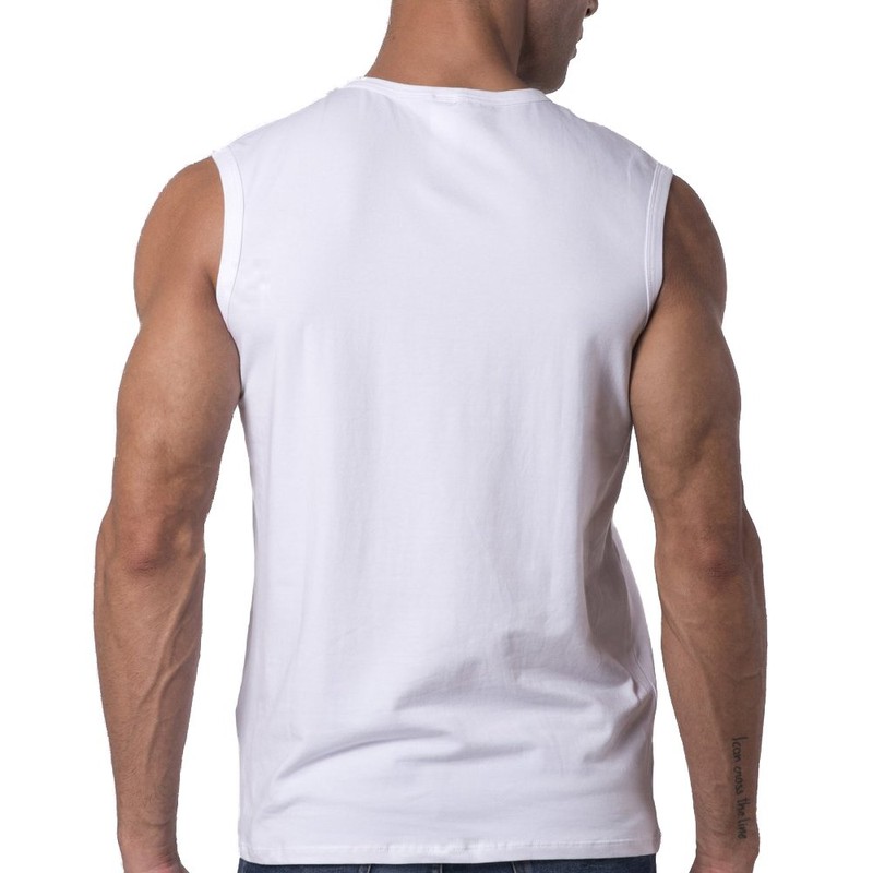 Y2Y2 Men's Sleeveless V-Neck T-Shirt, White, Big and Tall 4XL