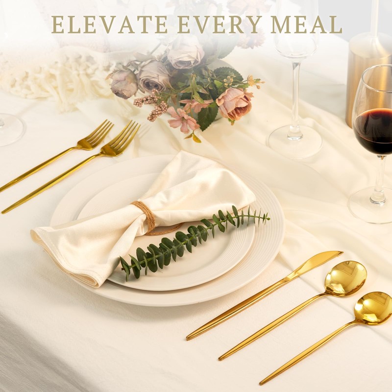 Astercook Silverware Set 48-Piece Gold Flatware Set with Steak Knives
