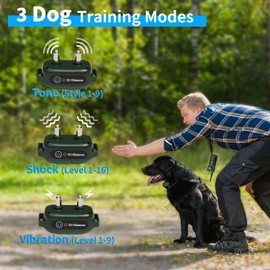 Dog Training Collar with Remote-Waterproof Shock Collar for Large Medium Dog, Upgraded 3300Ft E Collar for Dogs Training with 3 Training Modes, 9 Style Tones Vibration and Electric Shock