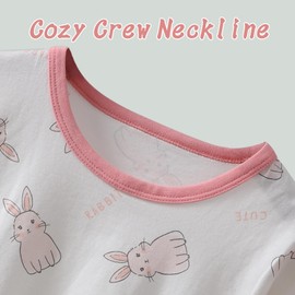 YANWANG Girls Pyjamas Set 100% Cotton Long Sleeve Sleepwear Toddler Kids Nightwear Outfits（Bunny-white，12 T/ 150cm