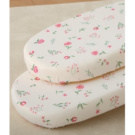 SDY Soft Bassinet Sheets,Pink Rose Bassinet Fitted Sheets for Boys Girls Set 2 Pack,Universal Fit for Rectangle, Round, Oval, Hourglass Mattress Set 32 * 16 * 4 inches (Floral,Pink Rose)