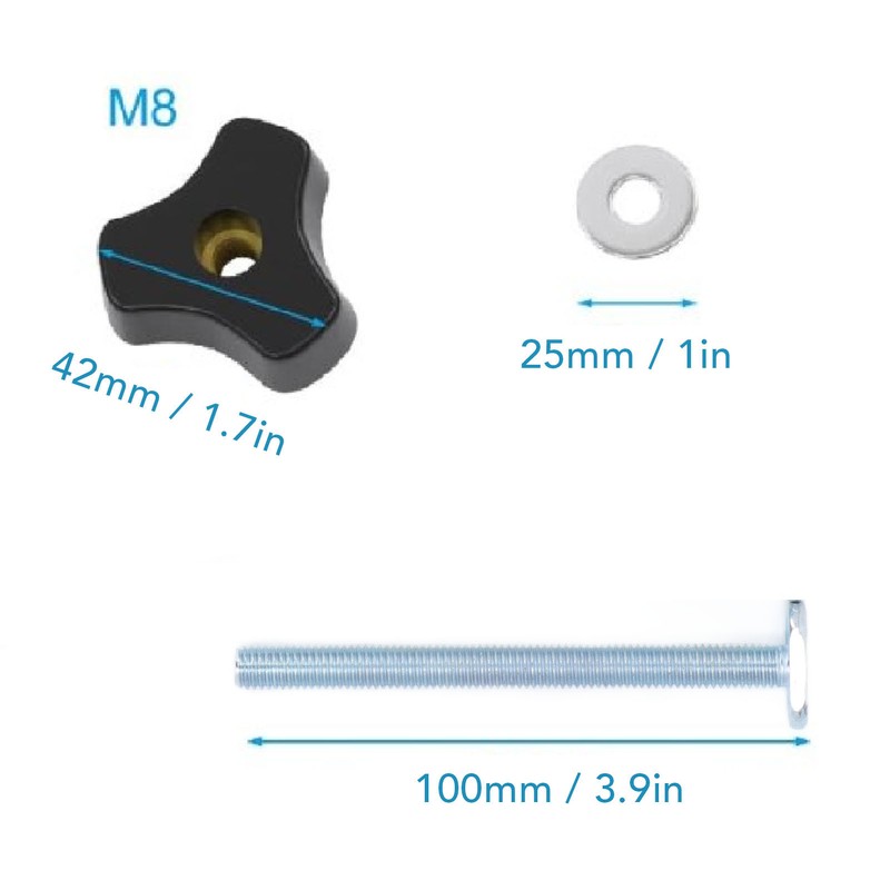 10 Sets T Track Knobs Stainless Steel M8x100mm Threaded Bolt