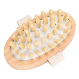 Natural Wooden Massage Body Brush for Cellulite Reduction and Improvement of Lymphatic Blood Circulation, Hand-Held Dry Brush Remove Dead Skin Shower Bath Bath