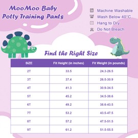 MooMoo Baby Cotton Potty Training Underwear 4 Packs Absorbent Training Pants for Girls and Boys 5T