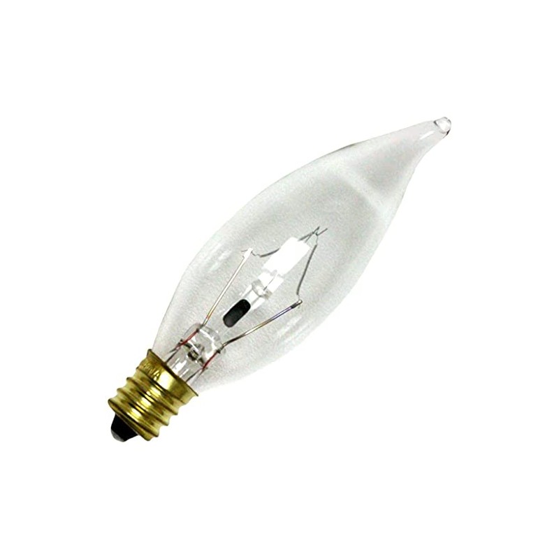 Bulbrite 15CFC/25/2 15-Watt Incandescent Flame Tip CA8 Chandelier Bulb, Candelabra