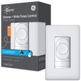 GE Lighting CYNC Smart Dimmer Light Switch, Wire-Free, Bluetooth and Wi-Fi Light Switch, White