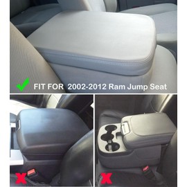 Xaido Center Console Armrest Cover Compatible with 2002-2008 2009 2010 2011 2012 Dodge Ram Accessories, Jump Seat Console Armrest Leather Protective Cover, Gray