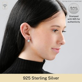 925 Sterling Silver Princess Cut Green Peridot Square Drop Dangle Earrings for Women 7mm August Birthstone with Push Backs by MAX + STONE