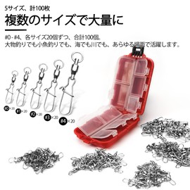 100pcs Fishing Lure Sarkan Swivels VMSIXVM High Strength Corrosion Resistant Rolling Swivels Snaps Ball Bearing Swivels Ball Fishing Snaps Salkan Fishing Salkan with Snaps Fishing Tackle 5 Sizes