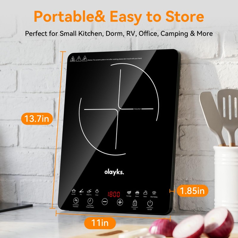 Olayks Protable Induction Cooktop, 1800w Hot Plate Electric Stove