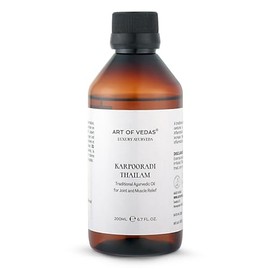 Kapooradi Thailam - 200ML Ayurvedisches Öl für Entspannung und Schmerzlinderung, Natürliches Heilmittel gegen Muskel- und Gelenkschmerzen - Premium Art of Vedas Thailam