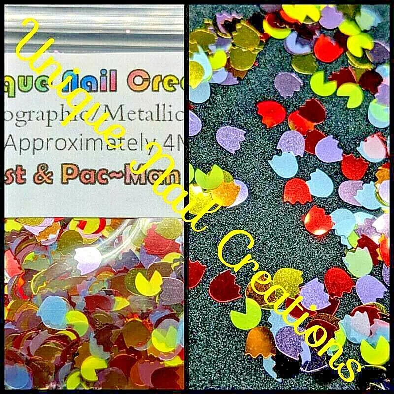Unique Nail Creations GHOST&PaCMaN GLITTER Shape~Multi Colors~Nail•Ac - Mixed Neon