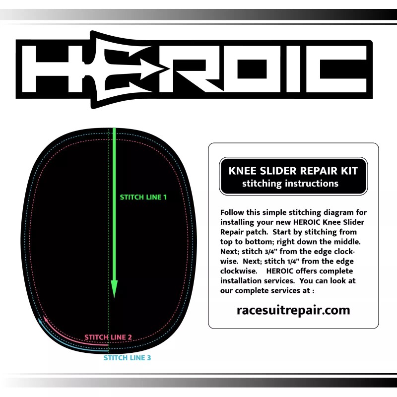 HEROIC Hook and Loop Knee Slider Patch Repair Kit for