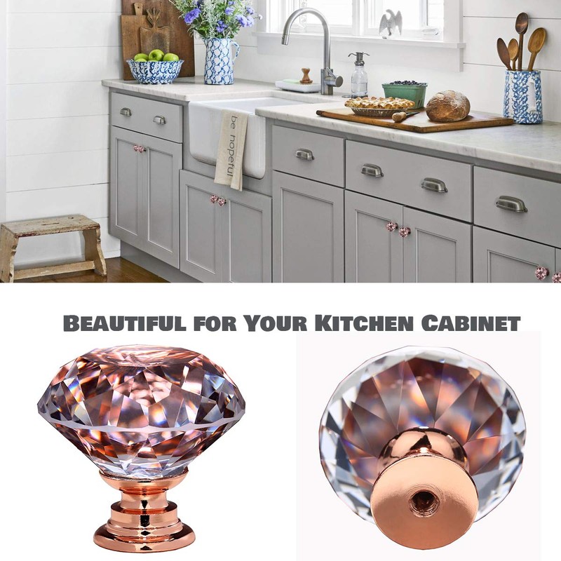 DEELF OUTLET 12 Packs Crystal Cabinet Knobs Drawer Pulls and