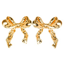 Locisne Gold Bow Earrings for Women Small Ribbon Stud Earrings Bowknot 925 Sterling Silver Classic Earrings Ribbon Stud Fashion Jewelry Gifts for Women