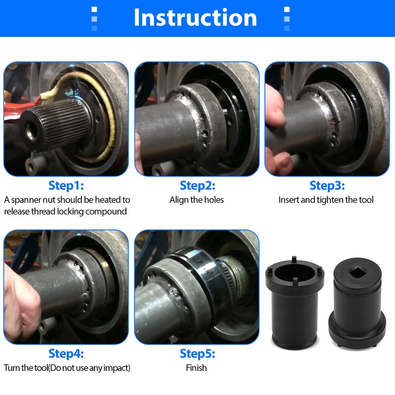 Output Shaft Locknut Socket Removal Tool T-7458 For Ford TorqShift