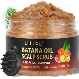 Scalp Scrub, 2-in-1 Clarifying Scalp Exfoliator Scrub Shampoo with Batana Oil Rosemary & Mint, Hair Treatment with Scalp Scrubber for Dandruff, Build Up, Oily, Itchy Scalp & Thinning Hair, 10.93 oz