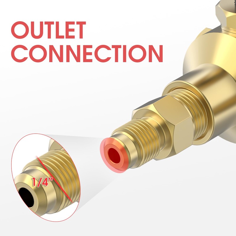 YESWELDER Nitrogen Flow Meter 1/4" SAE Flare Inlet 0-70SCFH 50PSI