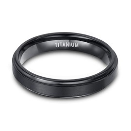 TIGRADE 4mm 6mm 8mm 10mm Black Titanium Rings Wedding Band Matte Comfort Fit for Men Women Size 3-15, Black 4MM, Size 12.5