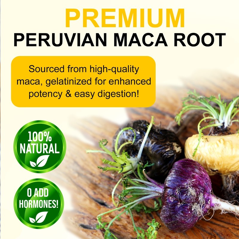 Organic Maca Root Black, Red, Yellow 1900 MG per Serving
