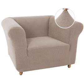 Turquoize Stretch Chesterfield Style Chair Covers for Living Room 1 Piece Chair Slipcover Soft Non Slip Sofa Cover Couch Cover with Thick Jacquard Fabric Pet Furniture Protector (Chair, Sand)