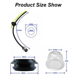 Universal Benzinfilter Kit, Benzinschlauch Dichtung, Universal Benzinfilter Ersatzteile Benzinschlauch Dichtung für Motorsense Erdbohrer Heckenschere Freischneider Hochentaster, 12 Stück