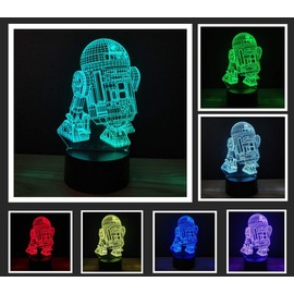 3D Illusion Platform Night Lights Touch Switch 7 Color Change USB Power LED Desk Lamp for Home Decorations or Holiday Gifts (R2-D2)