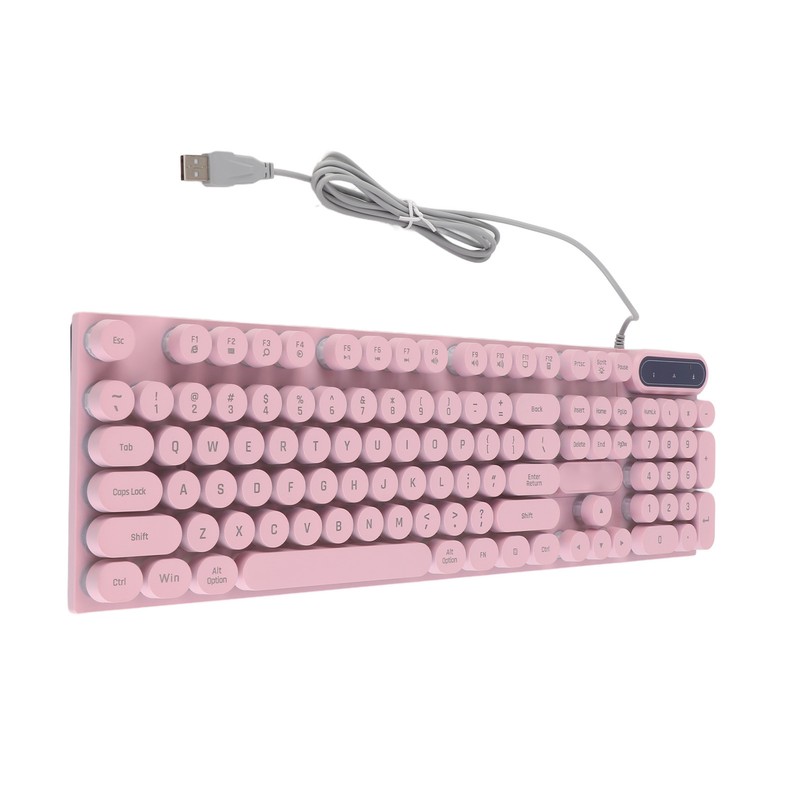 Gaming Keyboard USB Round 104 Keycaps Backlit Ergonomic Fodable Feet