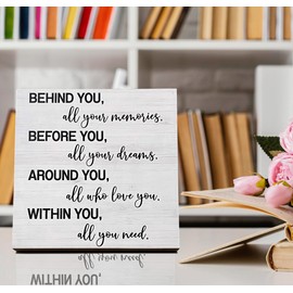 Graduation Decorations Wooden Senior Night Gifts Class of 2025 Graduation Gift Positive Graduation Quote Sign Desk Decor Rustic Home Congrats Grad Decorations - White