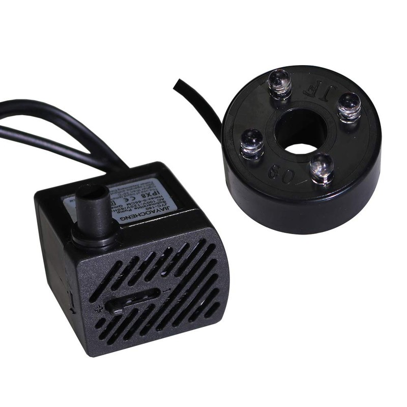 Submersible Water Pump with LED Light for Indoor Tabletop Fountains