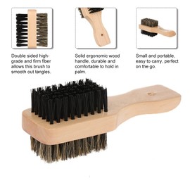 Hard & Soft Hair Brush Beard Brush, Double-Sided Facial Hair Boar Bristle Hair Brush Shaving Comb Male Mustache Brushs Mini Double Brush Boar Soft & Hard Bristles