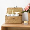 Pack of 3 Wicker Storage Baskets with Lid, Rattan Storage