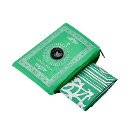QYIQis Muslim Prayer Mat with Compass, Portable Light Islamic Travel Prayer Mat, Prayer Mat, Muslim Travel Prayer Mat with Storage Bag for Prayer, 100 x 60 cm (Grass Green)