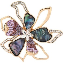 Vintage Bow Knot Rhinestones Sparkling Brooches Pin Elegant Women Girls Imitation Abalone Shell Bow Classic Design Brooches Pins Fashion Vintage Bowknot Rhinestone Accessories, Metal