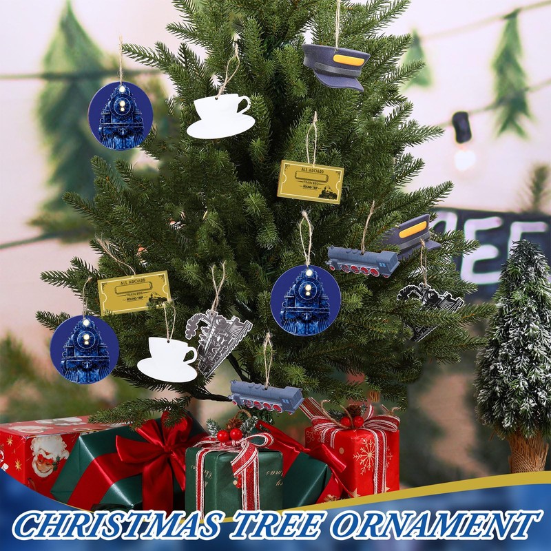 AceOrbit 24 Pcs North Express Train Decoration Tree Hanging Ornament