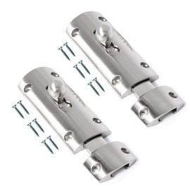 TERF® 100mm Brushed Nickel Modern Door Bolt Latch 100mm [4''] Surface Mounted Sliding Durable Door Gate Lock Catch Bolts with Fixing Use for Securing Internal External Doors and multi Use - Pack of 2