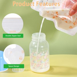 50Pcs Breast Milk Storage Bag, Temp-Sensing Milk Storing Bags, BPA Free Milk Storage Bags, Pre-Sterilized Milk Storage Bags, Easy Pour Breast Milk Storage Bag, Breastmilk Storing Bags, Orange