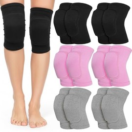 6 Pairs Professional Dance Knee Pads for Women -Non-Slip Protective Knee Sleeves for Yoga, Volleyball, Cheerleading & Fitness (M, Black/Gray/Pink)