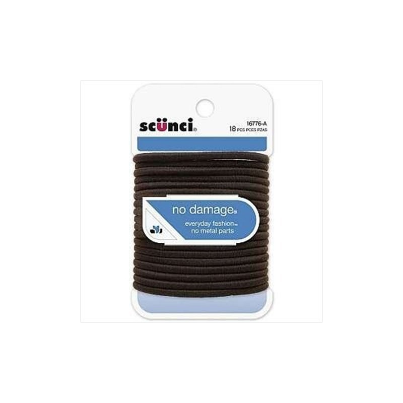 Scunci 1677603L048 Brown No Damage Hair Elastics 18 Count