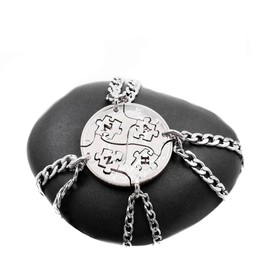 Four Best Friends Puzzle Piece Necklaces, Custom Cut Initials, BFF Gifts for 4, Friendship or Family Jewelry, Hand Cut Coin, By NameCoins