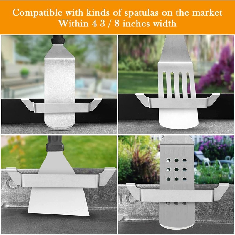 2Pcs Stainless Steel Griddle Spatula Stand with 4 Screws, Grill