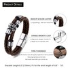 Veshon Mens Rose Skull Bracelet, Two Row Leather Braided Steel