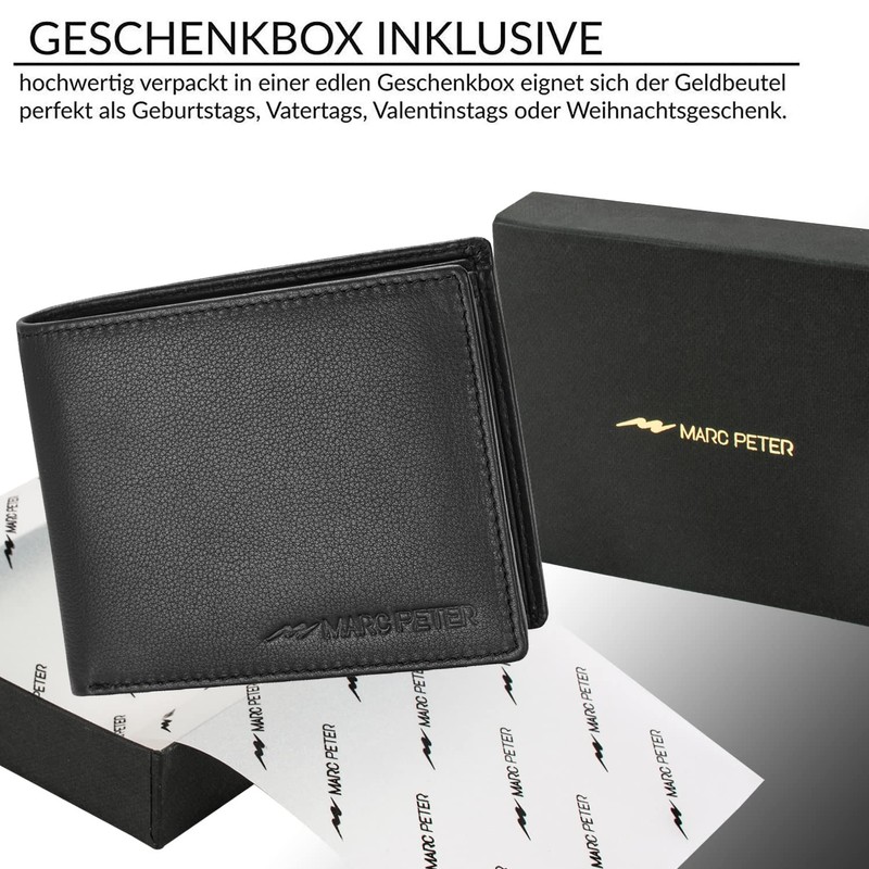 Marc Peter Oslo Men's Leather Wallet Black Nappa with RFID