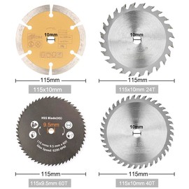 4Pcs 4-1/2 Inch Compact Circular Saw Blade Set with 3/8" Arbor TCT/HSS/Diamond Circular Saw Blade for Angle Grinder for Plastic Wood Metal Tile Fast Cutting