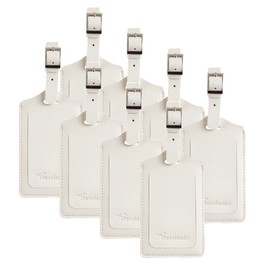 Travelambo 8 Pack Luggage Tags Faux Leather for Suitcases Travel Bag Labels Travel Accessories Essential with Protection Cover ID (Ivory)