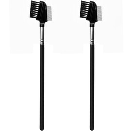 Dual-Sided Eyelash & Eyebrow Spoolie Brush: Reusable Comb with Stainless Steel Teeth & Soft Nylon Bristles