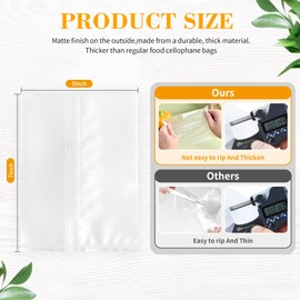 Prembag 100 Pcs 5x7 Inch Semi-Transparent Heat Seal Cellophane Bags for Cookies,Matte Cookie Sleeves for Gift Giving,Frosted Treat Bag for Baked Goods