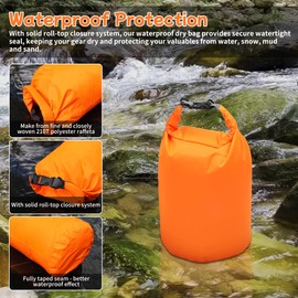 Desoto Waterproof Dry Bag 2 packs, 2L/5L/10L/20L/40L/70L Dry Sack Lightweight Portable, Dry Storage Bag to Keep Gear Dry Clean for Kayaking, Gym, Hiking, Swimming, Camping (Orange, 10L)