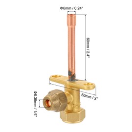 PATIKIL Air Conditioner Stop Valve, Fit for 1/4" OD Copper Tube Size Straight 3 Way Angle Stop Service Valve Fitting for Mini Split AC Refrigeration